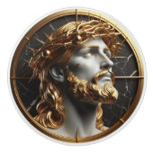 神の装飾イエスは天国を見て セラミックノブ (正面)