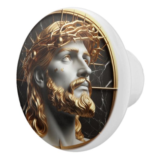 神の装飾イエスは天国を見て セラミックノブ (右)