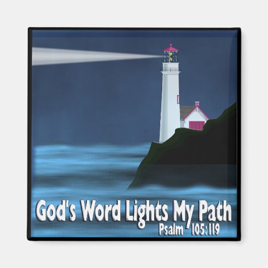 神の言葉が私の道を照らす – Psalm 119:105 – 磁石 (正面)