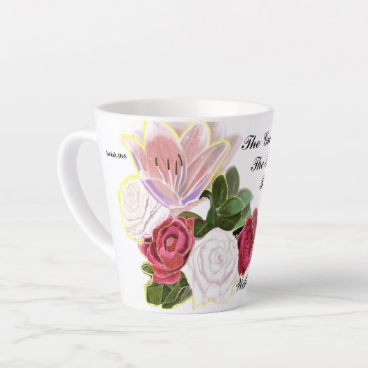 神の言葉は永遠に残る カフェラテマグ (左アングル)