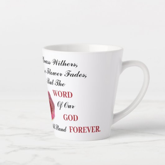 神の言葉は永遠に残る カフェラテマグ (右)