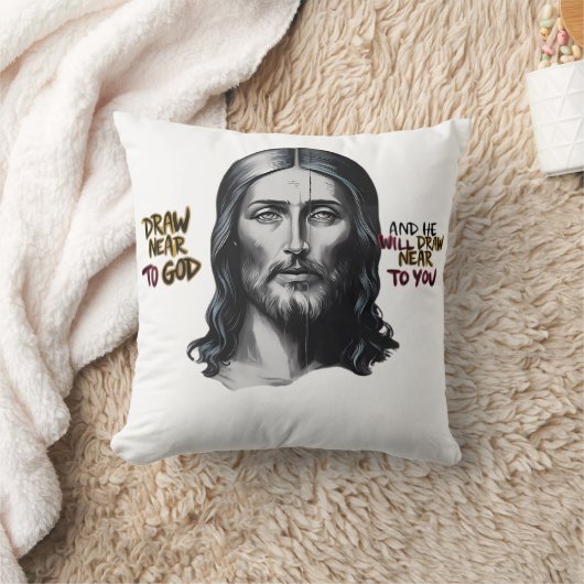 神の言葉:イエスが芸術に彫られた クッション (ブランケット)