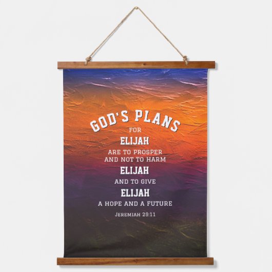 神の計パーソナライズされた画エレミヤ29:11クリスチャン 吊り下げ型タペストリー (正面)