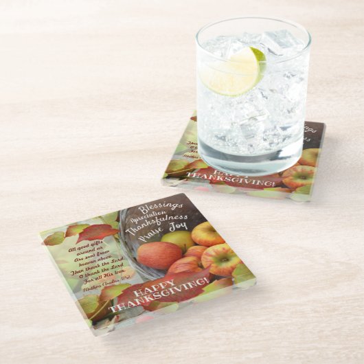 神の賜物に対する感謝 ガラスコースター (アングル)