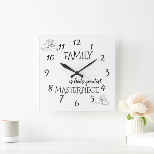 神の贈り物ファミリーメタル スクエア壁時計 (ホーム)