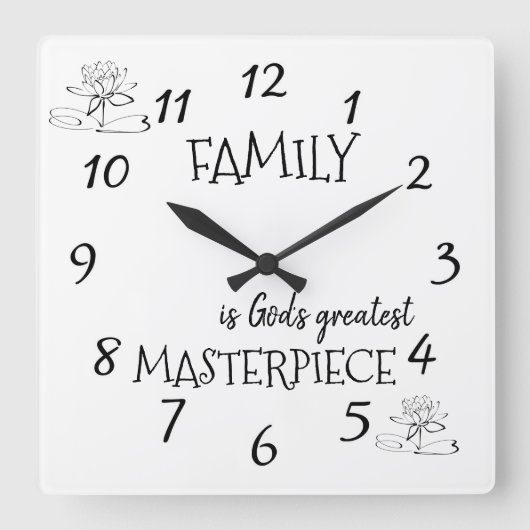神の贈り物ファミリーメタル スクエア壁時計 (正面)