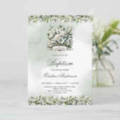 神の贈り物大切緑と金ゴールドバプテスマ 招待状 (スタンド正面)