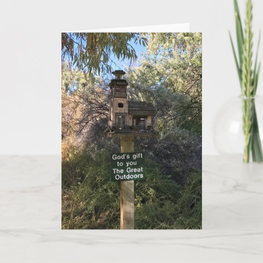 神の贈り物，素晴らしアウトドア，サインおもしろい カード (正面)