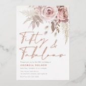 神の赤面バラゴールドフォイル50thバースデーパーティー 箔招待状 (正面)