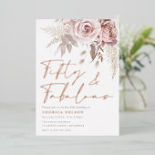 神の赤面バラゴールドフォイル50thバースデーパーティー 箔招待状 (立ち正面)