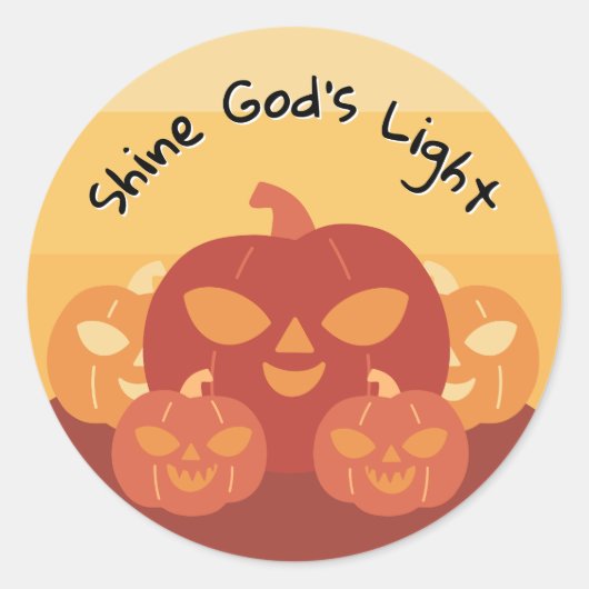 神の軽いカボチャを照らす ラウンドシール (正面)