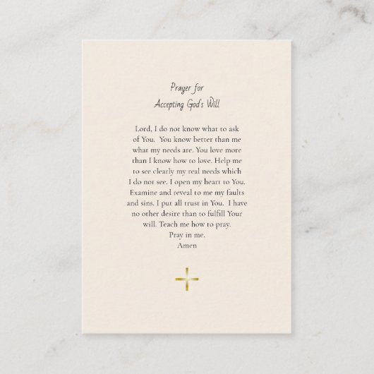 神の遺言の正統性カードの受け入れ祈りの言葉 プレイスカード (裏面)