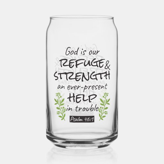 神の避難所 – Psalm 46:1のスピリチュアル心地よいa ガラス缶 (正面)