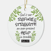 神の避難所 – Psalm 46:1のスピリチュアル心地よいa セラミックオーナメント (左)