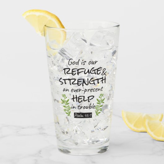 神の避難所 – Psalm 46:1のスピリチュアル心地よいa タンブラーグラス (アイス正面)
