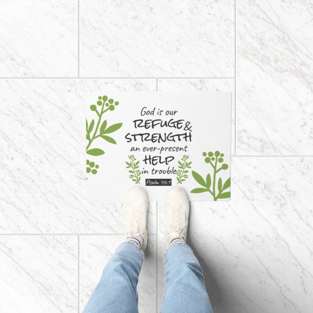 神の避難所 – Psalm 46:1のスピリチュアル心地よいa ドアマット (室内)