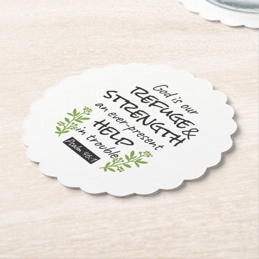神の避難所 – Psalm 46:1のスピリチュアル心地よいa ペーパーコースター (アングル)