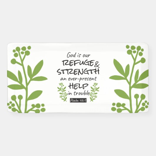 神の避難所 – Psalm 46:1のスピリチュアル心地よいa 横断幕 (横)