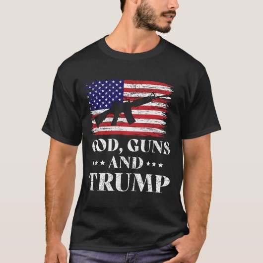 神の銃とトランプ Tシャツ (正面)