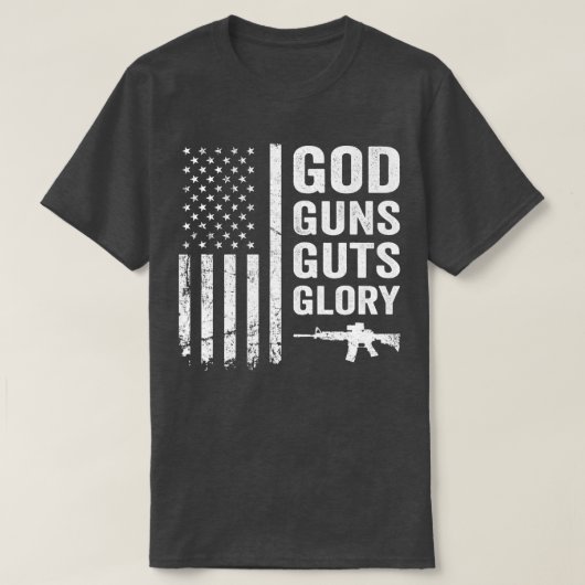 神の銃は栄光を導く愛国的なプロガンアメリカンF Tシャツ (デザイン正面)