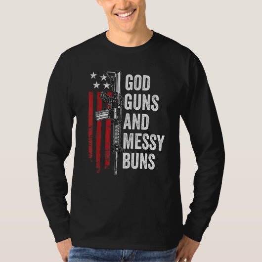 神の銃Messy BunsクリスチャンPro Gun American F Tシャツ (正面)