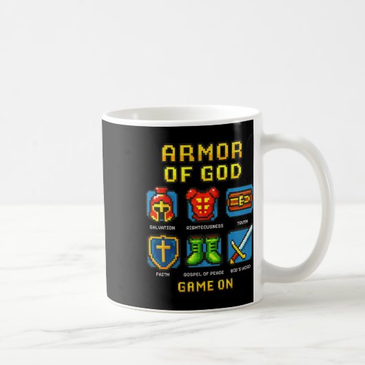 神の鎧ピクセル信仰キリスト教ビデオゲーム コーヒーマグカップ (右)