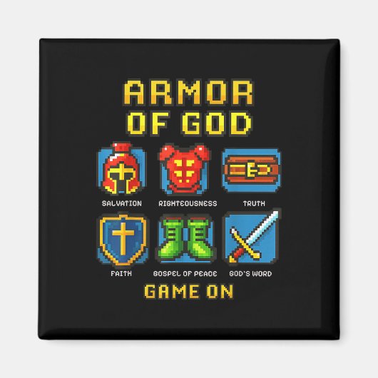 神の鎧ピクセル信仰クリスチャンのビデオゲームのゲーム マグネット (正面)