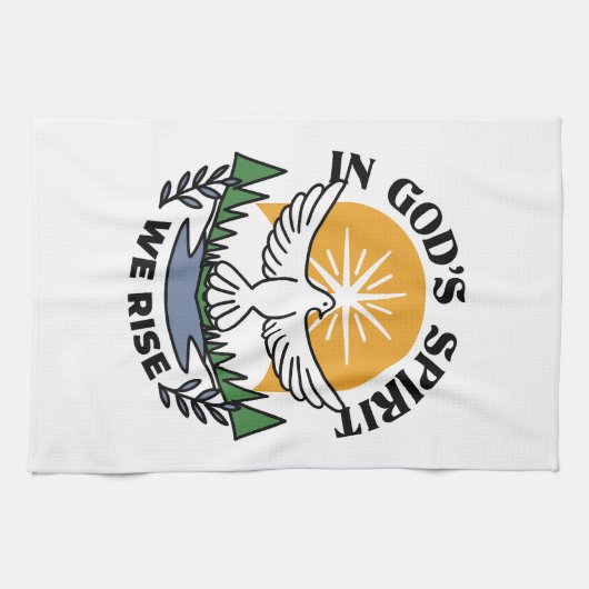 神の霊によって私たちは立ち上がる – 信仰と自由 キッチンタオル (横)