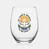 神の霊によって私たちは立ち上がる – 信仰と自由 ステムなしワイングラス (裏面)