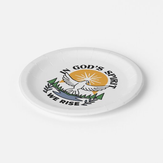 神の霊によって私たちは立ち上がる – 信仰と自由 ペーパープレート (アングル)