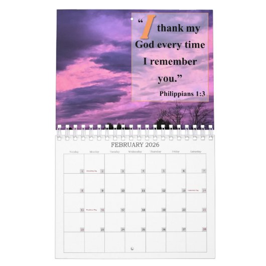 神の12ヶ月の感動的なカレンダーだけ カレンダー (2月 2026)