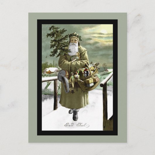 神の7月のスウェーデン語サンタ シーズンポストカード (正面)