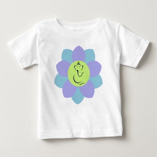 神のGaneshの花模様 ベビーTシャツ (正面)