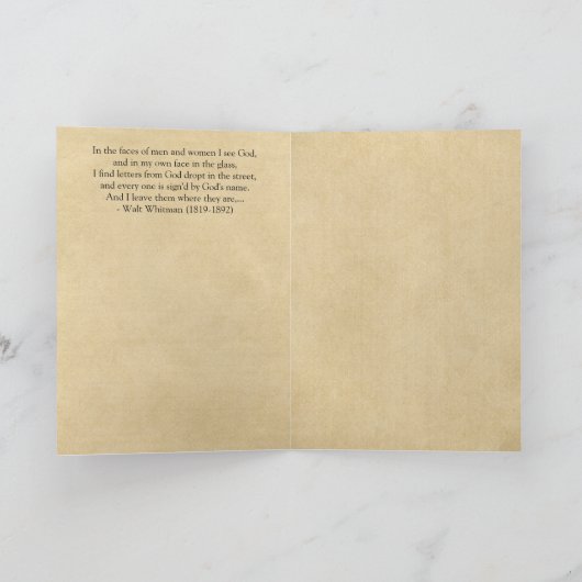 神のName❞ウォルト・ホイットマンの引用文によって❝Signed カード (内部)