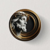 神のTouchセラミックイエスは天国を見て 缶バッジ (正面)