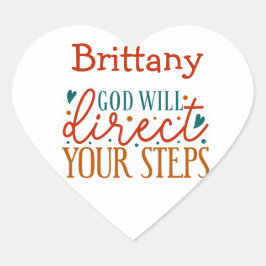 神はあなたのステップを指示する可愛いクリスチャンカスタム ハートシール