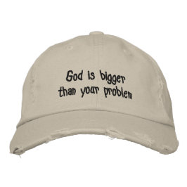 神はあなたの問題より大きい信仰引用文 刺繍入りキャップ