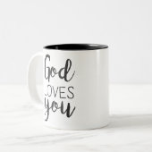 神はあなたを愛しています ツートーンマグカップ (正面左)