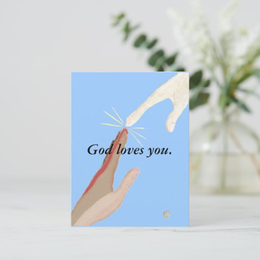 神はあなたを愛し、エネルギー数々の、人種的な手はがき ポストカード (スタンド正面)