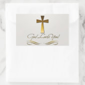 神はあなたを愛する 長方形シール (バッグ)