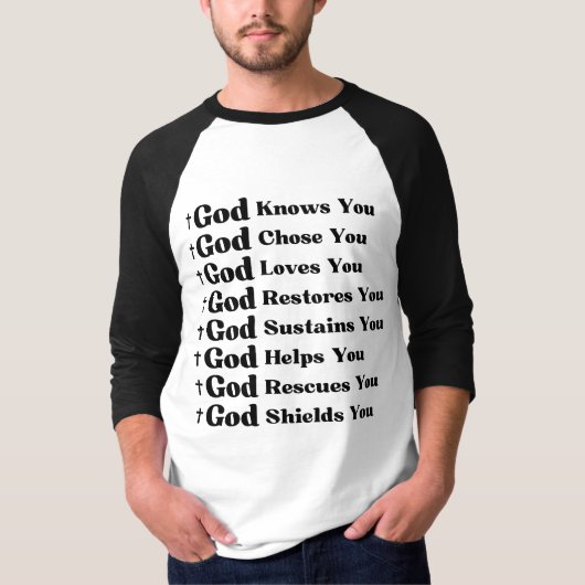 神はあなたを知り、あなたを愛し、回復し、あなたを救う Tシャツ (正面)