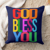 神はあなたを祝福し、信仰、希望、愛の前向きカラフル クッション (ブランケット)