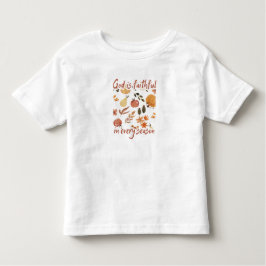 神はあらゆる季節に忠実である かわいい秋の幼児用Tシャツ トドラーTシャツ