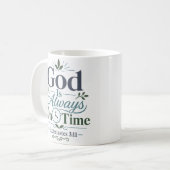 神はいつも時間どおり Daily Devotional 引用句 コーヒーマグカップ (正面左)