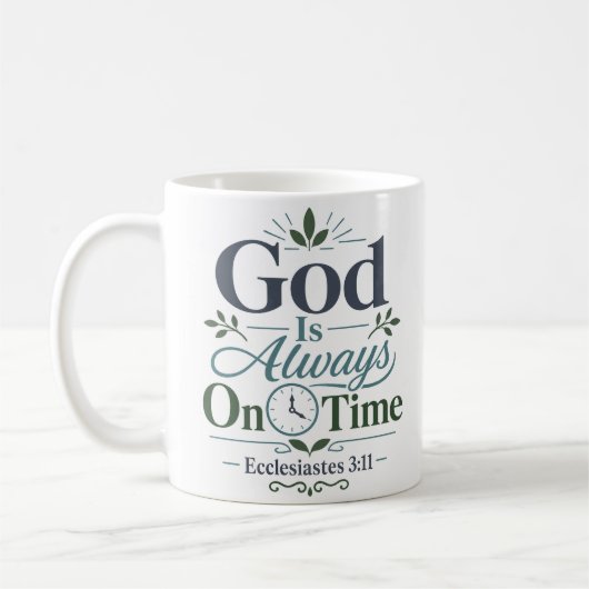 神はいつも時間どおり Daily Devotional 引用句 コーヒーマグカップ (左)