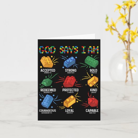 神はこう言っている:私はレンガの達人、建築ブロックの達人を築いている カード (黄色い花)