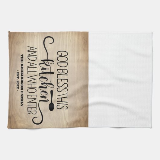 神はこの台所の家族の名前を祝福する キッチンタオル (横)