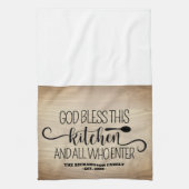 神はこの台所の家族の名前を祝福する キッチンタオル (縦)