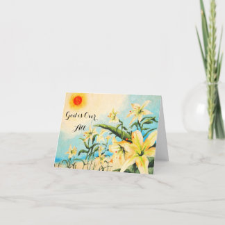 神はすべてのオリジナルアートリリー挨拶カード サンキューカード