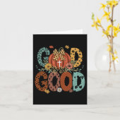 神はとても良い 秋のクリスチャン オータム パンプキン 感謝 カード (黄色い花)